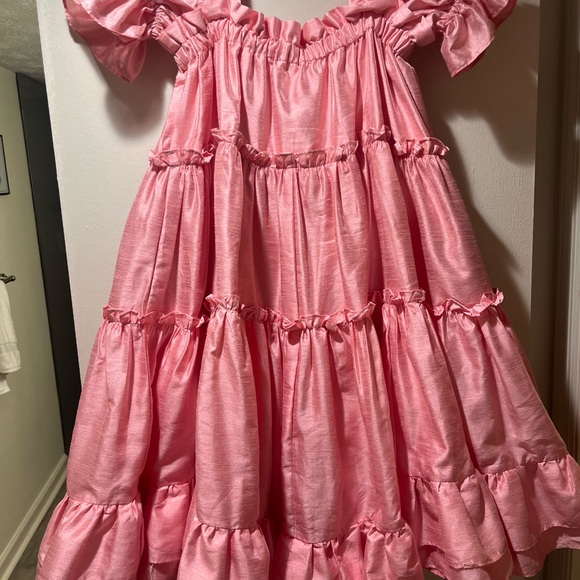 Pink Asymmetrical Ruffle Dress - Picture 3 of 3